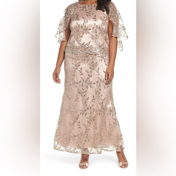 brianna Dresses & Skirts - Brianna Womens 14W Sequin Embroidery Long Evening Dress Formal New